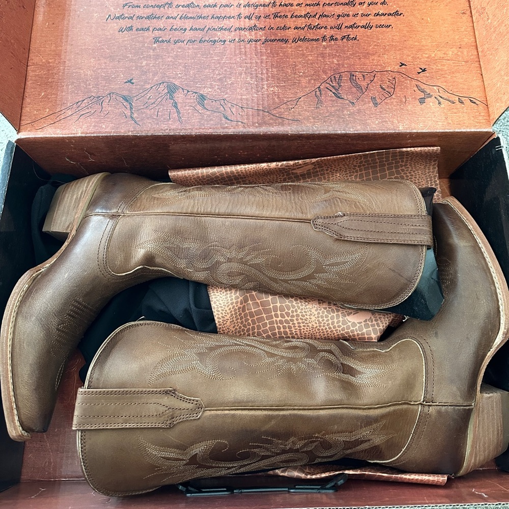 New Freebird Woodland Western Cowboy Boots Tan 7 - Picture 4 of 10